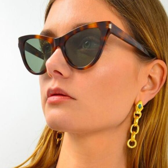 NWT SAINT LAURENT Sl425 - 003 Cat Eye Angular Sunglasses - Picture 1 of 8